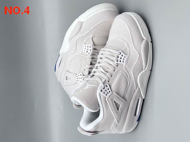 Air Jordan 4 Grey Canvas  Men Shoes ;